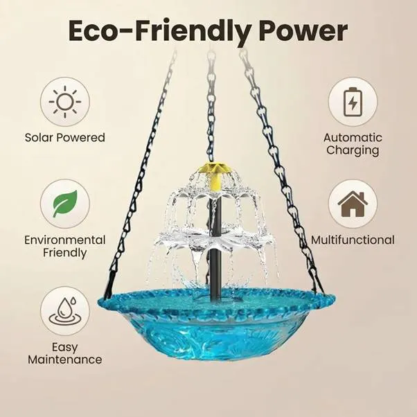 ✨2026 Spring special offer 49% off-🐦Solar Cascade Hanging Bird Bath Fountain