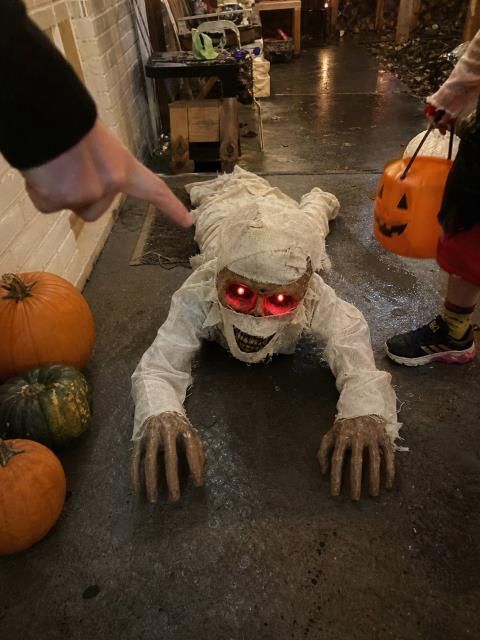 Sound-Activated Animated Crawling Mummy with Glowing Red Eyes